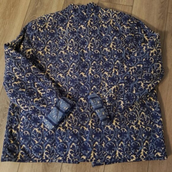 Pure J. Jill Reversible Quilted Jacket Blue Stamped Leaves Print Size Medium - Picture 5 of 11